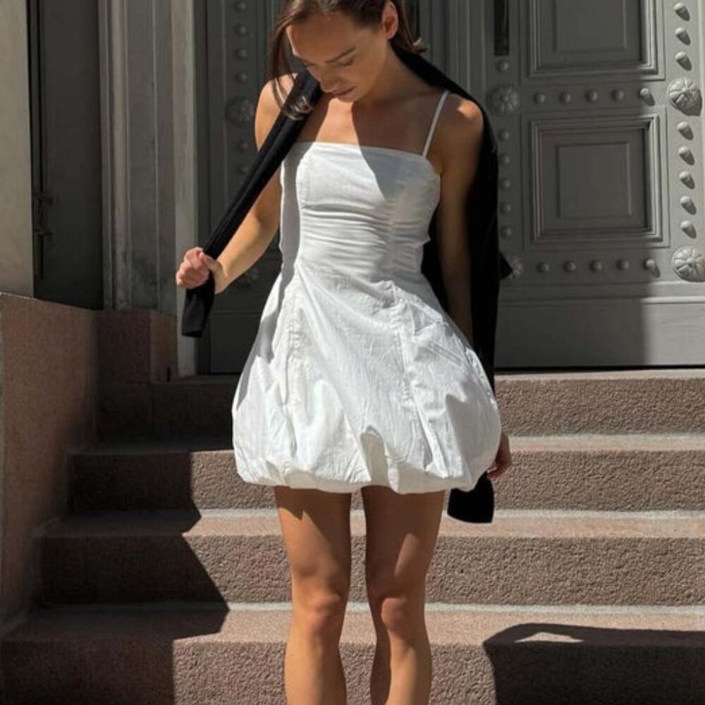 New FAITHFULL THE BRAND Lera Mini Dress in White poof